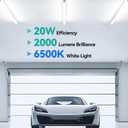 4FT LED Shop Lights (2 Pack), 2000LM 6500K Super Bright White T5 Commercial Lights, 20W Linkable Utility Integrated Single Fixture for Gym/Garage/Ceiling/Under Cabinet, Plug & Play