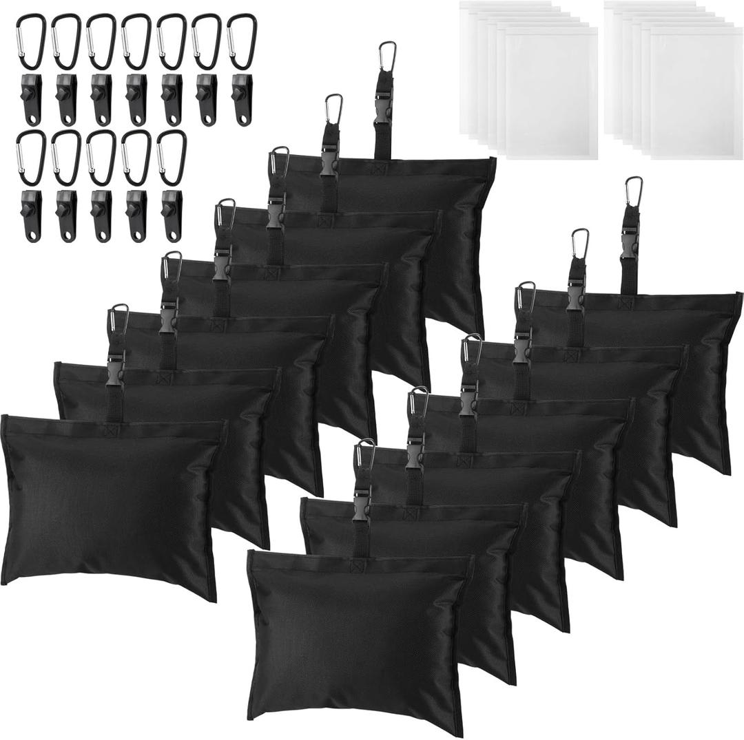 Soulchen 8/10/12 Pcs Boat Cover Sand Bag Mooring Kit 600d Marine Grade Polyester Canvas Tear-Resistant Weight Windproof Weighted Sand Bag Tarp Weight with Carabiner and Tarp Clip Accessories