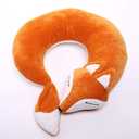 Travel Pillows Planes Fox Animal U-Shaped Neck Pillow Plush Fur Warm Cartoon Comfortable Luggage Pillow for Airplanes Car Train (A-Brown)