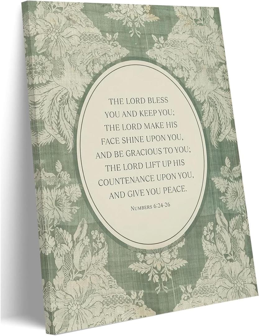 Sage Green Christian Scripture canvas Wall Art Vintage Bible Verse Poster Prints Religious Faith Pictures Christian Paintings Artwork for Prayer Office Living Room Bedroom Dorm Home Decoration 12*18In (Stretched Canvas on A Wooden Frame)