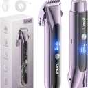 Bikini Trimmer for Women, 2-in-1 Electric Razor with Dual Heads, Ceramic Blade, Waterproof & Rechargeable, Painless Pubic Hair Shaver for Bikini, Underarm, Legs, Face - MutedPurple
