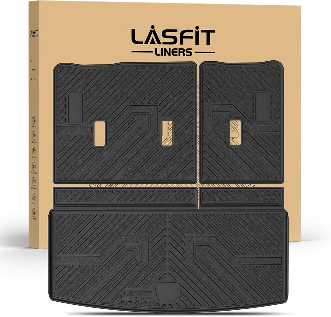 LASFIT Trunk Mat with Backrest Mat 2021-2026 for Chevrolet Chevy Tahoe/GMC Yukon (Only Yukon, Not Fit Yukon XL)/Cadillac Escalade (Only Escalade, Not Fit Escalade ESV), All Weather TPE Custom Fit
