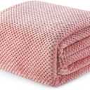 Exclusivo Mezcla Fleece Bed Blanket Twin Size, Super Soft and Warm Blankets for Couch, Sofa and Bed Waffle Textured, Cozy, Fuzzy and Lightweight (Dusty Pink, 60x80 inches)