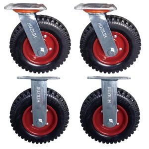 8" Caster Wheels for Carts Heavy Duty Caster Wheels Set of 4 (2 Swivel & 2 Fixed) Cart Wheels Large Rubber Castor Wheels Sets 4