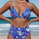 ZAFUL Swim Suits for Women 2026 Bandeau Bikini Sets Thong Bathing Suit Cheeky High Cut Metal Ring Swimsuits M (Purple, M)