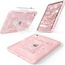 CCMAO Case for iPad (A16) 11th 11" 2025, iPad 10th Generation 2022 with Pencil Holder & Kickstand, Shockproof Protective Slim Thin iPad Case with Glitter Back Cover, Pink Glitter (Translucent Color)