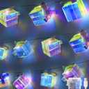 AceList Iridescent Gift Box String Lights Indoor 20 LED 9.84ft Holographic Lights with 8 Modes Battery & USB Powered Present Shape Fairy Lights for Birthday Christmas Wedding Decor