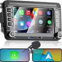 Car Radio for Golf 5 6 Passat Jetta Caddy Polo cc Touran EOS T5, Double din Car Stereo Compatible Wireless Carplay & Android Auto with Bluetooth/FM/AM/USB/DSP/Mirror Link/High Power