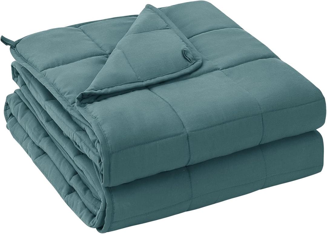yescool Weighted Blanket for Adults (20 lbs, 60" x 80", Teal) Cooling Heavy Blanket for Sleeping Perfect for 190-210 lbs, Queen Size Breathable Blanket with Premium Glass Bead, Machine Washable