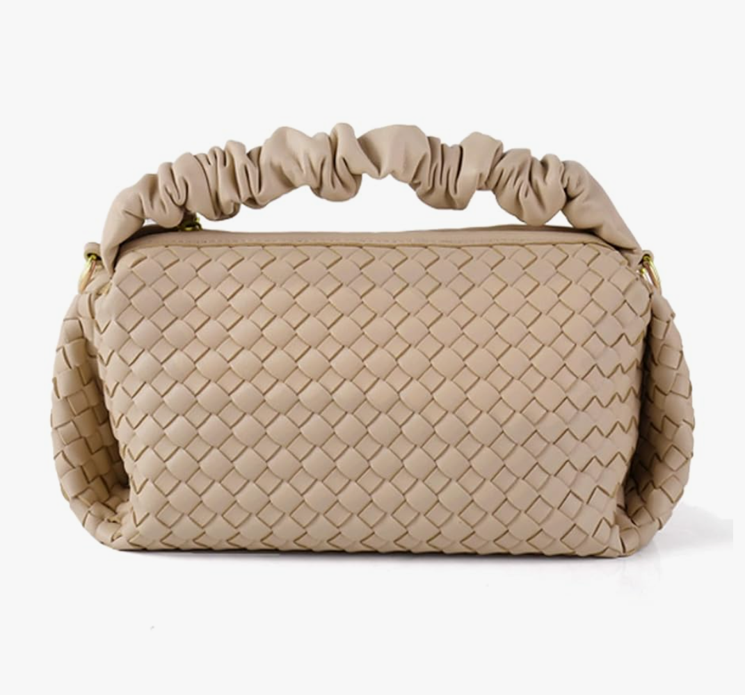 Small Woven Purses, Designer Crossbody Bags for Women Vegan Leather Bags Evening Woven Handbag Clutch