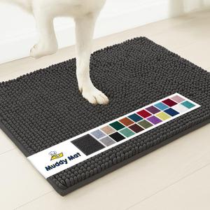 Muddy Mat | Super Absorbent Door Mat Indoor, Microfiber Quick Dry Chenille Entryway Rug, Non-Slip Front Door Mat, Indoor Mats for Entryway, Machine Washable Pet Rug, Charcoal 19"x30"