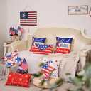 GEEORY 4th of July Pillow Covers 20x20 Inch Set of 4, Patriotic Stars Faith Family Freedom God Bless America Striped Farmhouse Decorative Throw Pillowcases for Home Sofa Couch Decoration G526-20