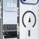 DEERLAMN Strong Magnetic Case for iPhone Air 6.5-Inch,[Compatible with Magsafe][Military Grade Drop Protection] Clear Slim Shockproof Protective Phone Cover-Transparent+Blue