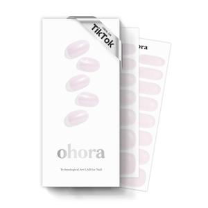 ohora Semi Cured Gel Nail Strips (N Glazed Donut) - Extended Size Range, Works with Any Lamps, Salon-Quality, Long Lasting, Easy to Apply&Remove - Includes 2Prep Pads, Nail File&Wooden Stick