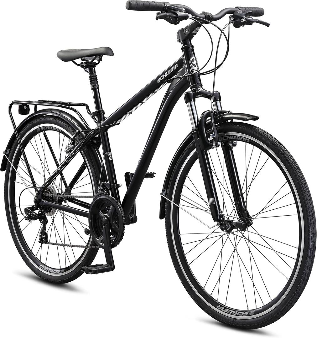 Schwinn Discover 2 Hybrid Bike, 700c Mens and Womens Bike, 21-Speed Hybrid Bicycle, Alloy Frame, Suspension Fork, Front and Rear Linear Pull Brakes, Adult Bicycle