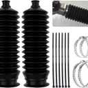 2PCS Inner Tie Rod Boot Kit with Zip Ties & Clamps,Thickened Silicone Rack and Pinion Boot for Steering Components,Durable Anti-Dust Steering Rack Boots Car Accessories