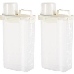 Homaisson 2 PCS Cat Litter Storage Container, 0.8 Gal Clear Plastic Litter Container with Airtight Lid, Transparent Grain Bin with Handle