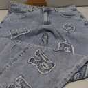 Mens Womens Baggy Jeans Patched Letter Badge Wide Leg Denim Pants Y2k Hip Hop Casual Loose Trousers (Medium, A10 Blue)