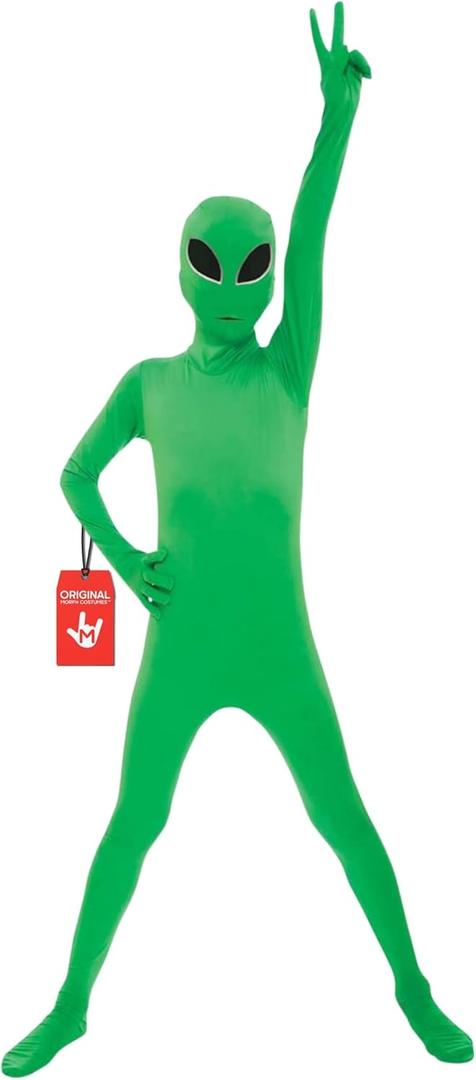 Morphsuits Alien Costume Kids, Green Alien Costumes for Boys, Boys Halloween Costume, Halloween Costumes for Kids (Large)