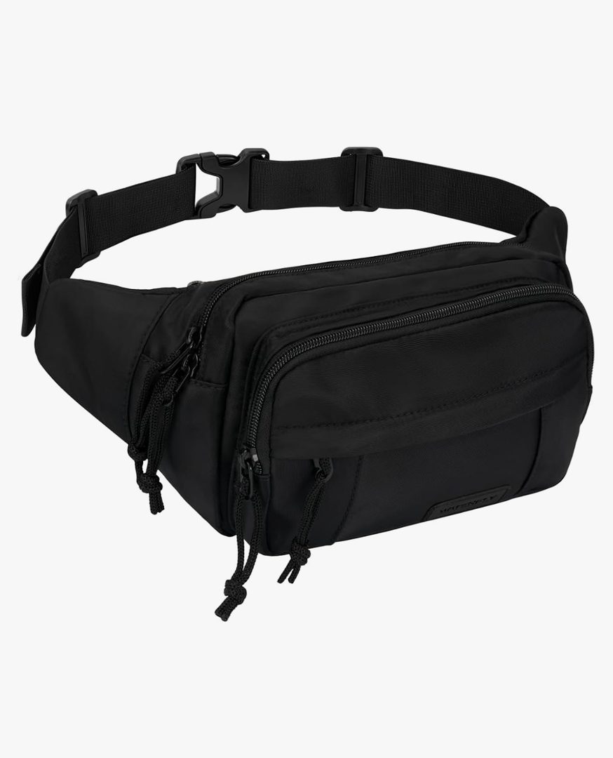 WATERFLY Fanny Pack Waist Packs: Large Crossbody Fanny Packs for Women Men with 5 Zipper Pockets Adjustable Strap Waist Bags Hip Pack for Traveling Cycling Running Hiking