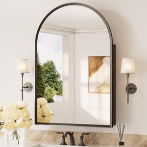 Keonjinn Large Bathroom Medicine Cabinet with Mirror 24"x36", Arched Design