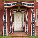 4th of July Decorations: 2pcs 1.6x18ft Vintage Retro American Flag Banner Outdoor Decorations for Front Door Porch Fence, Patriotic Fourth of July Decor for 250th Anniversary Memorial Independence Day