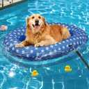 Inflatable Dog Float for Large Dogs, Up to 180 Lbs, Foldable & Puncture-Resistant Doggy Float for Pool, Portable Dog Float Bed Pet Swimming Accessory, Pet-Friendly Outdoor Fun, Blue