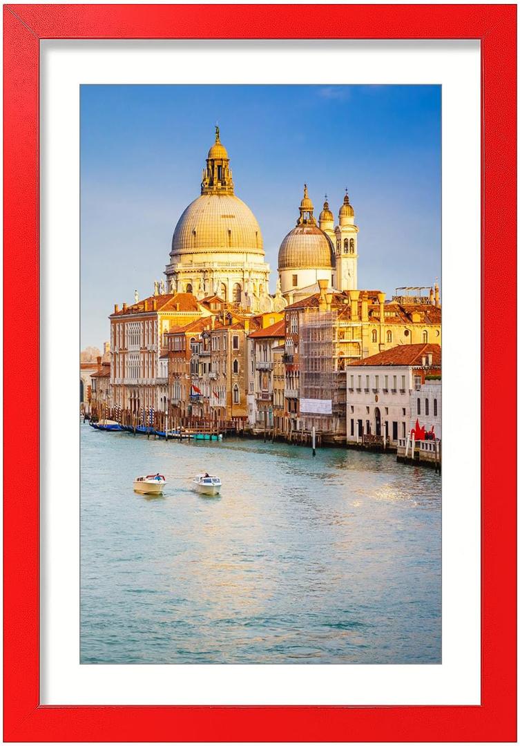 wyooxoo 13x19 Picture Frame Made of Solid Wood Red Photo Frames Display Pictures 11x17 with Mat or 13x19 Without Mat Colorful Frame For Horizontal Vertical Wall Mounting