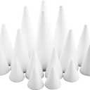 Bright Creations 16 Pack Foam Cones for Crafts - 4 Assorted Sizes for Trees, Holiday Decorations - Handmade Gnomes (White, 2.2-6 in)