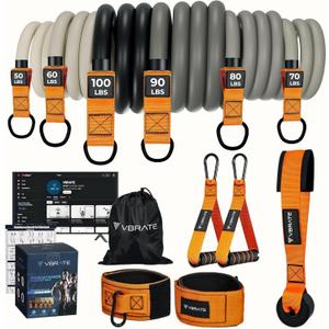 Resistance Bands Set - Heavy Exercise Bands with Handles, Door Anchor, Ankle Straps - Fitness Bands for Working Out Men - Workout Bands Set for Muscle Training