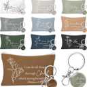20 Pcs Christian Cosmetic Bags for Women Religious Gifts Canvas Pencil Pouch Makeup Bags with Bible Verse Keychains for Women Mother Employee Christmas Gift