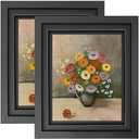 LUCKYLIFE 8x10 Picture Frame Black Wood with Double Mat for Tabletop or Wall, Set of 2