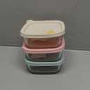 KOREAC_ Oven GLass Cooked Rice Storage Container for Freezer pastel color Set of 3