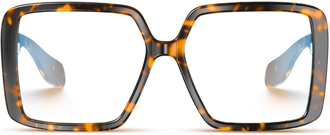 VISOONE Oversized TR90 Blue Light Blocking Glasses Fashion Accessories Non Prescription for Women Harvard (Coco Tortoise)