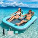 71" x 71" Inflatable Floating Dock for 2 Adults, 500 lbs Capacity Floating Island Platform with Mesh Water Hammock, UV and Puncture Resistant for Sunbathing, Lake Lounging and Water Relaxation, Large
