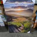 artopia Mountain Lake Canvas Wall Art: Lakeside Grass and Sunrise, Sunset Picture Decor, Stair Painting for Living Room, Bedroom, 24x36