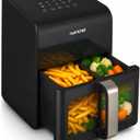 Nutrichef Electric Air Fryer Large 6.3 Quart Capacity | 12-1 Preset Cooking Functions | Includes Tenderizing Function | Digital Display | Transparent Window For Best Cooking Results | Black