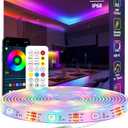 16.4FT Ws2812 RGB+IC LED Strip Lights IP68 Outdoor Waterproof, 5V USB Powered, Music Sync Bluetooth APP/RF Remote Control Lights for Balcony,Deck,Camping,Garden,Bedroom Decor