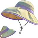 Baby Sun Hat for Summer,Toddler Girl Beach Hats with Wide Brim,Adjustable Outdoor Travel Sun Protection Hats (One Size, Yellow)