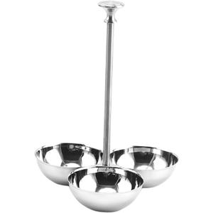 Snack Stand with Bowls Snack Serving Bowl Candy Appetizer Nuts Buffet Condiment Server 3 Compartment Condiment Serving Bowl, A