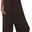 Womens Summer Casual Sleeveless Jumpsuit Loose Adjustable Spaghetti Strap Jumpsuits with Pockets 2025 Clothes X-Large Dark Coffee