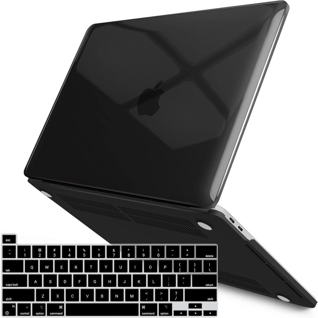 IBENZER Compatible with MacBook Pro 16 Inch Case A2141 Release 2020 2019, Hard Shell Case with Keyboard Cover for Old Version Mac Pro 16’’, Crystal Black, T16-CYBK+1