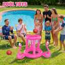 H-Style Pool Toys Pool Floats Pool Games for Kids Adult, Inflatable Pool Basketball Hoop & Ring Toss Game, 2-in-1 Pool Floating Outdoor Party Water Toy for Adults Family Kids Ages 4-8-12 (Pink)