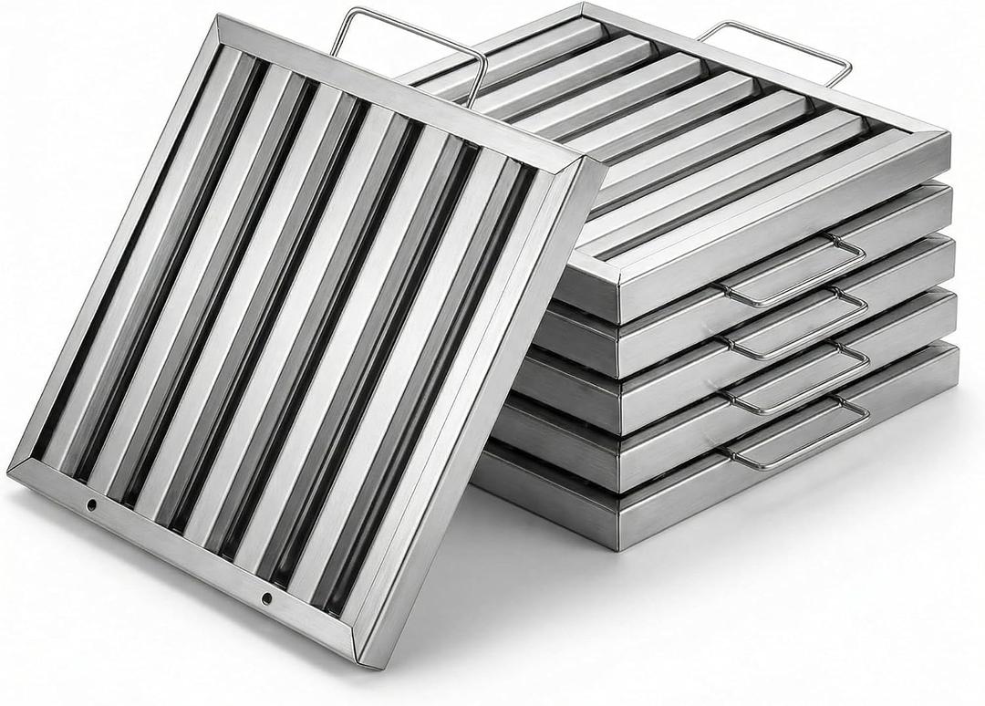 NOOTA Pack of 6 Hood Filters 19.5W×24.5H Inch, 430 Stainless Steel for Commercial Hood Filters, Range Hood Filter for Grease Rated Commercial Kitchen Exhaust Hoods