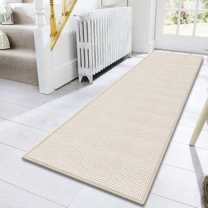 GOYLSER 10 ft Washable Runner Rug Jute Carpet Runner for Hallway, Non Slip Bath Rug Runner Mat, Beige Indoor Runner Rugs for Entryway (2'4" x 10' (Rectangular))