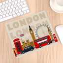 London Gaming Mouse Pad Famous Britain Landmarks Monuments Art Pattern Touristic Travel Destination Non-Slip Rubber Mouse Pad for Computers, Laptop, Office 9.5 Inch x 7.9 Inch