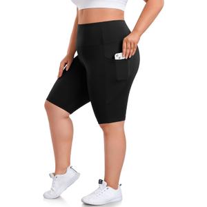 we fleece Plus Size 8" Biker Shorts with Pockets - High Waisted Spandex Yoga Shorts for Women, Workout Gym Cycling Athletic 3XL