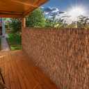 Brown 4FT X 16.4FT Reed Fencing Roll, Balcony Privacy Reed Shade Bamboo Fencing Garden Fence Border, Wind Block Sunshade Fence Screen for Outdoor Yard Patio Flower Bed Edge