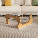 Modern Glass Coffee Table, Mid Century Small Coffee Table, Coffee Table for Living Room,Suitable for Bedroom Living Room Reception Office Tables (Wood/Transparent, Small)