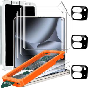 IMBZBK [Auto-Dust Removal] 3 Pack Screen Protector for Google Pixel 10 Pro Fold, 3 Inside Flexible Film + 3 Front Tempered Glass + 3 Camera Lens Protector Accessories with Installation Frame